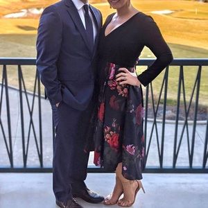 Long sleeve hi-lo hem floral dress